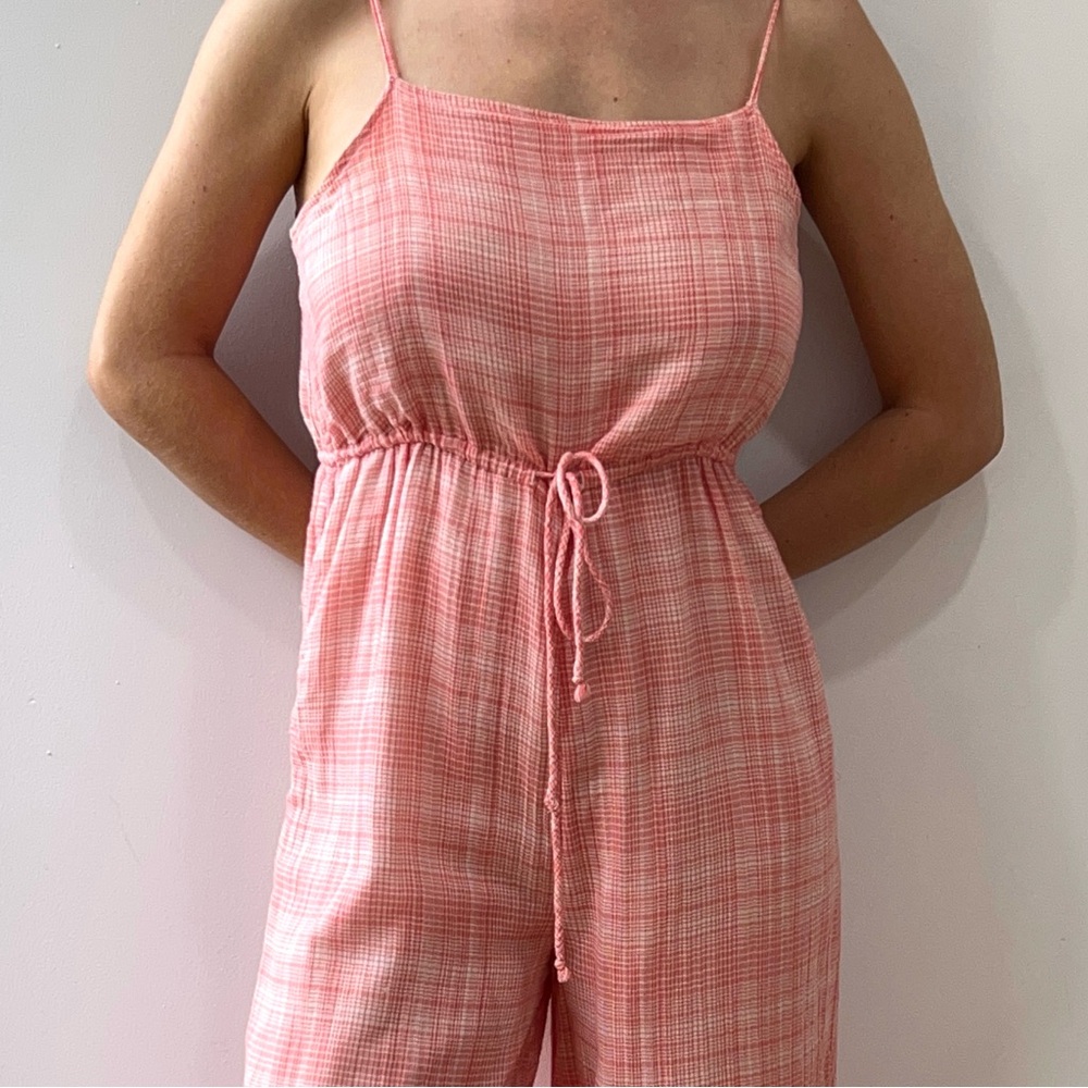 Urban Outfitters Pink Plaid Jumpsuit